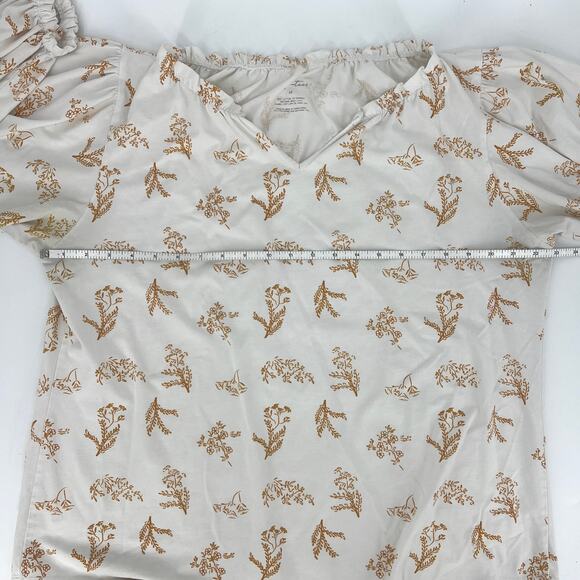 Elegantees Nepal Marigold Print Long Sleeve Stretch Cotton T Shirt Size 1X - Picture 4 of 7